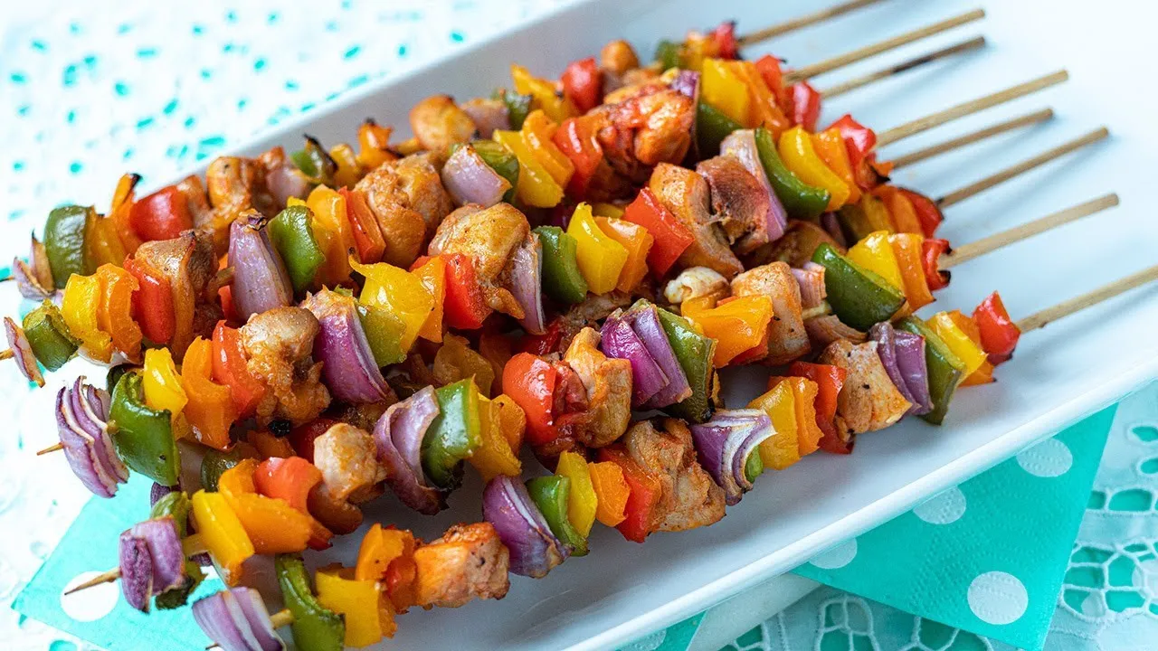 Espetinho de Frango com Legumes